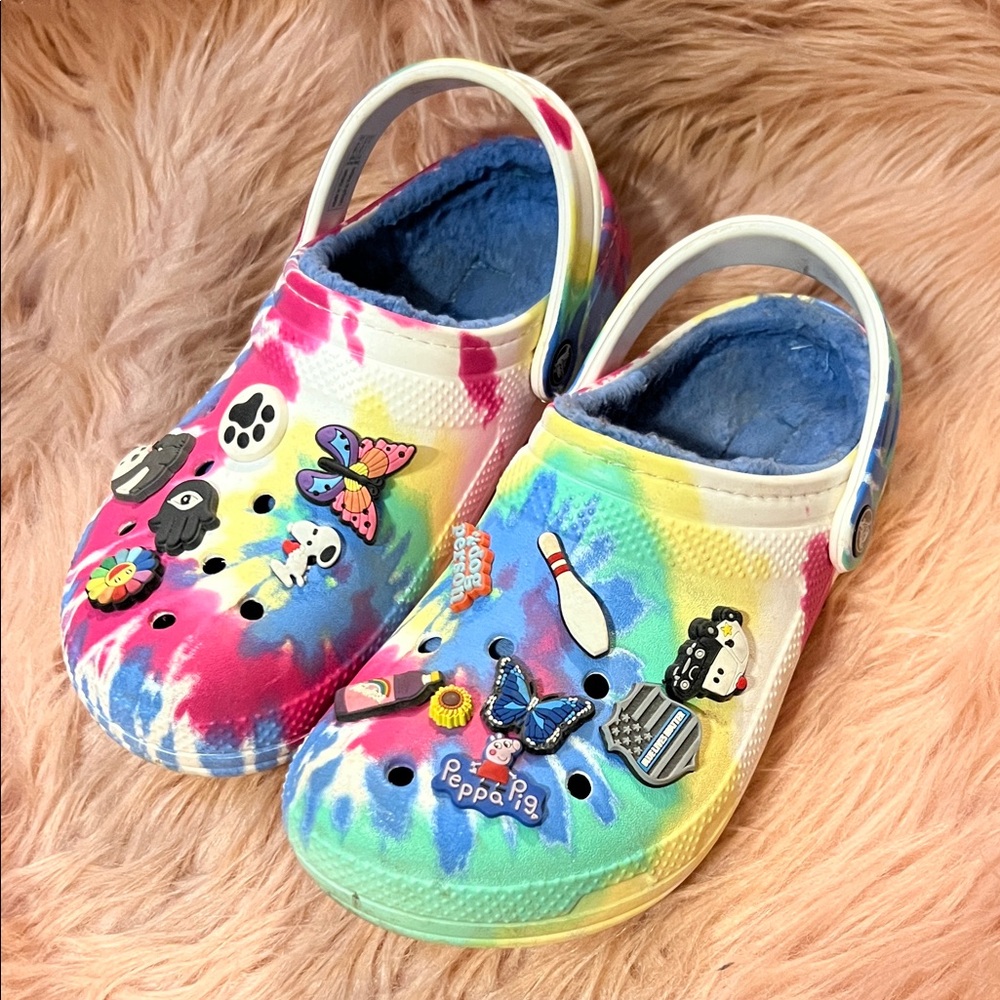 Colorful Tie-Dye CROCS with Charms
